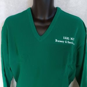 Pinnacle Sweater Earl May Nursery XL Green NWT Vintage V-Neck